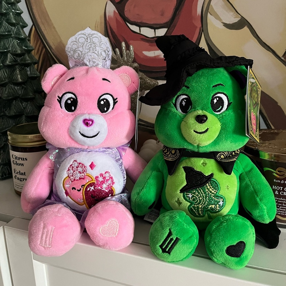 Care Bears X Wicked for good duo Glinda and Elphaba bears LIMITED EDITION